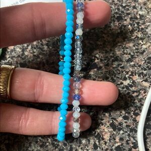 Blue and Silver Beaded Bracelet Set